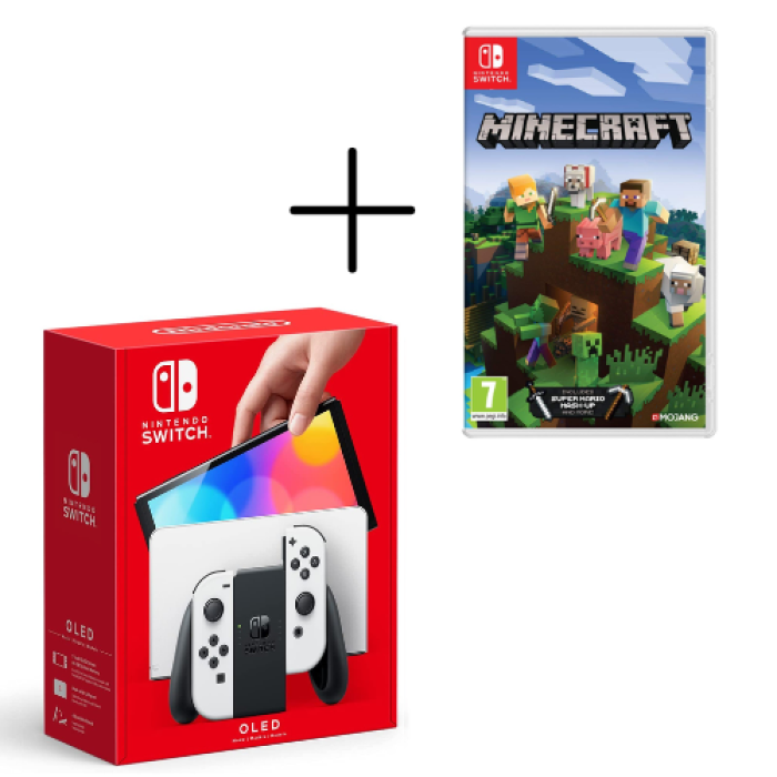 Buy Nintendo Switch OLED Console Black & White Joy Con + Minecraft Bundle  online in uae